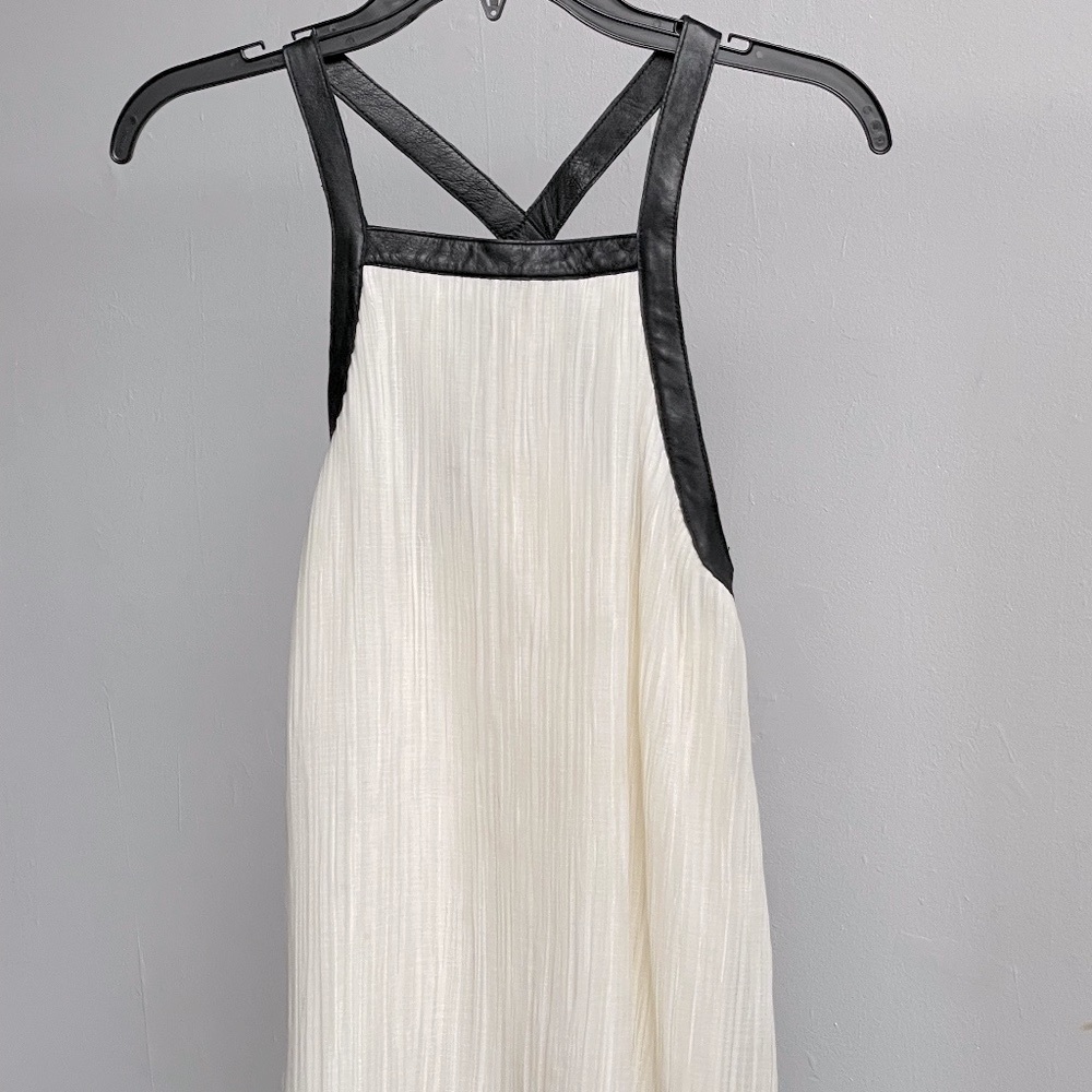 White Cream Super Chic Derek Lam Halter Pleated Layer Tank Top Size S